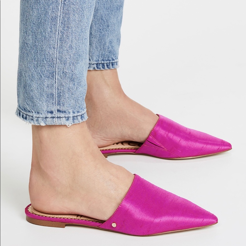 Sam Edelman Rumi Deep Pink Silk Mule Flat